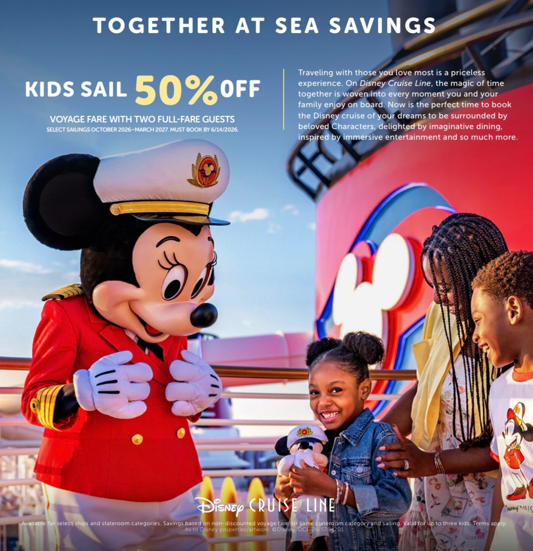 Disney Cruise Line together at sea savings ad